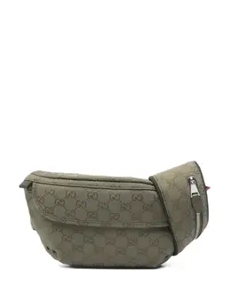 Gucci: Зелёная поясная сумка  GG