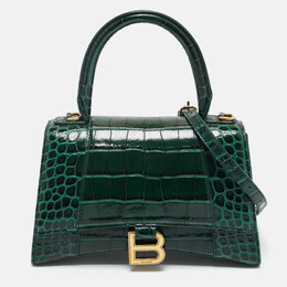 Balenciaga: Зелёная сумка на руку  Hourglass