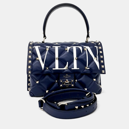 Valentino: Синяя сумка-шоппер  Rockstud