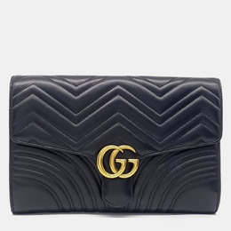Gucci: Чёрный клатч  Marmont