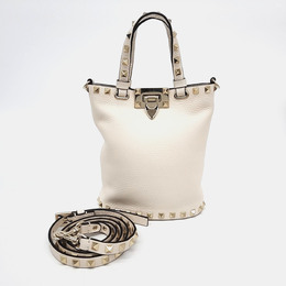 Valentino: Белая сумка-шоппер  Rockstud