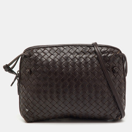 Bottega Veneta: Тёмная сумка через плечо  Intrecciato