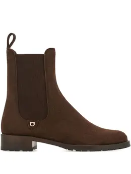 Ferragamo: Тёмные ботинки  Gancini