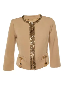 Elisabetta Franchi: Бежевая куртка 