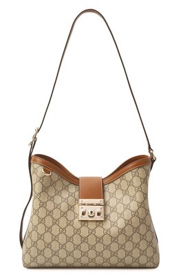 Gucci: Бежевая сумка  Padlock