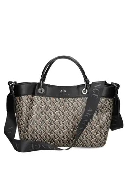 Armani Exchange: Чёрная сумка-шоппер 