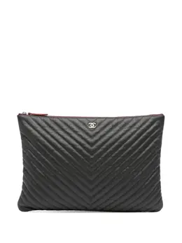 CHANEL Pre-Owned: Чёрный клатч 