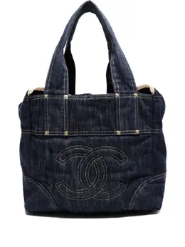CHANEL Pre-Owned: Синяя сумка-шоппер 