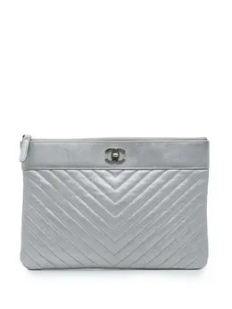 CHANEL Pre-Owned: Серебристый клатч 