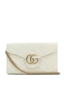 Gucci: Белый кошелёк  GG Marmont