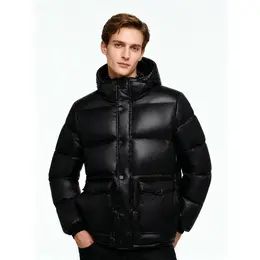EA7 EMPORIO ARMANI: Чёрный пуховик 