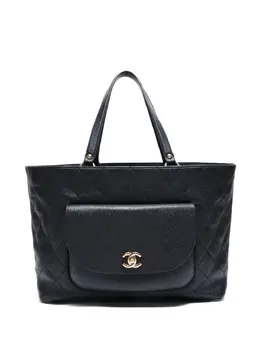 CHANEL Pre-Owned: Чёрная сумка-шоппер 