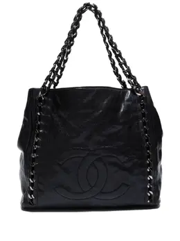 CHANEL Pre-Owned: Чёрная сумка-шоппер 