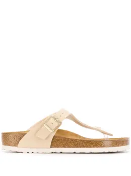 Birkenstock: Серебристые сандалии  Gizeh Birko Flor