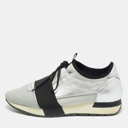 Balenciaga: Серебристые кроссовки  Race Runner