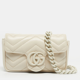 Gucci: Белая поясная сумка  GG Marmont