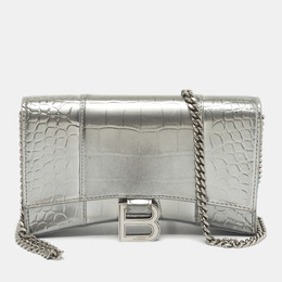 Balenciaga: Серебристый кошелёк  Hourglass