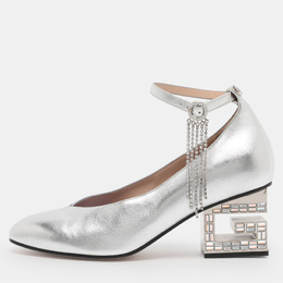 Gucci: Серебристые туфли  Square G
