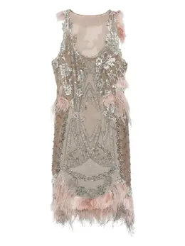 Alberta Ferretti: Бежевое платье 