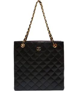 CHANEL Pre-Owned: Чёрная сумка-шоппер 