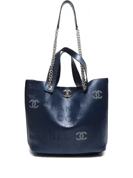 CHANEL Pre-Owned: Синяя сумка-шоппер 