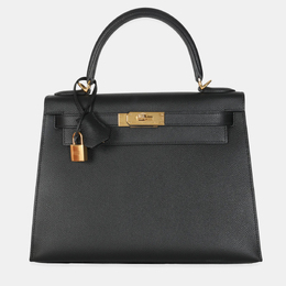 Hermes: Чёрная сумка  Kelly 28