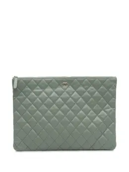 CHANEL Pre-Owned: Зелёный клатч 