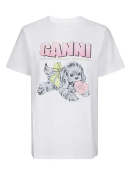 GANNI: Белая футболка 