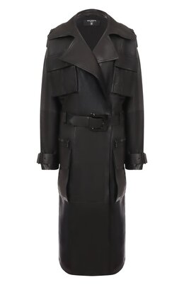 Balmain: Кожаный плащ 