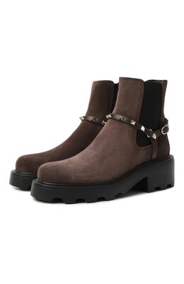 Valentino: Коричневые ботинки  Rockstud