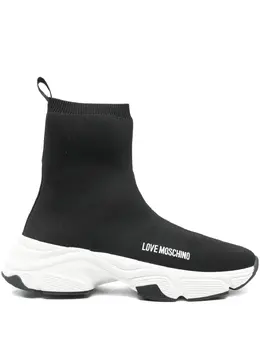 Love Moschino: Чёрные кроссовки 