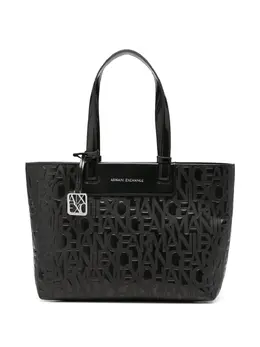 Armani Exchange: Чёрная сумка-шоппер 