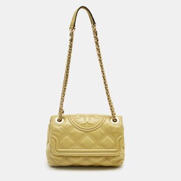 Tory Burch: Жёлтая сумка  Fleming