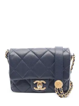 CHANEL Pre-Owned: Голубая сумка через плечо 