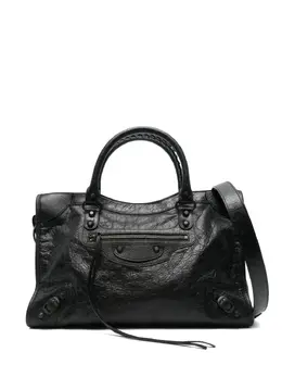 Balenciaga: Чёрная сумка-шоппер 