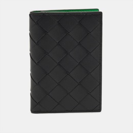 Bottega Veneta: Чёрный картхолдер  Intrecciato