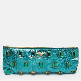 Prada: Зелёный клатч 
