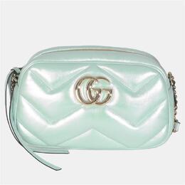Gucci: Зелёная сумка  GG Marmont