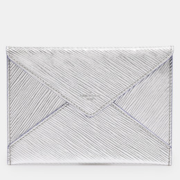 Louis Vuitton: Серебристый клатч  Épi