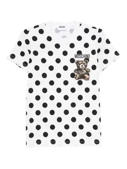 Moschino: Футболка  Teddy в горошек
