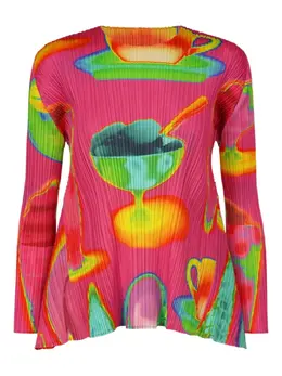 Pleats Please Issey Miyake: Розовая рубашка 
