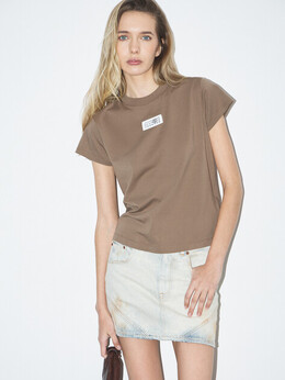 Mm6 Maison Margiela: Коричневая футболка 