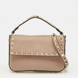 Valentino: Бежевая сумка через плечо  Rockstud