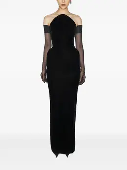 Mugler: Платье с открытыми плечами 