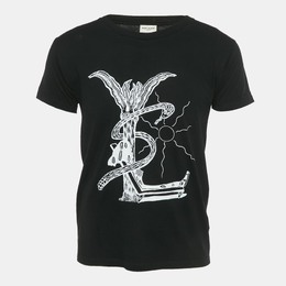 Saint Laurent Paris: Чёрная футболка 