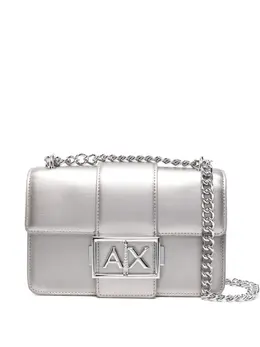 Armani Exchange: Серебристая сумка через плечо 