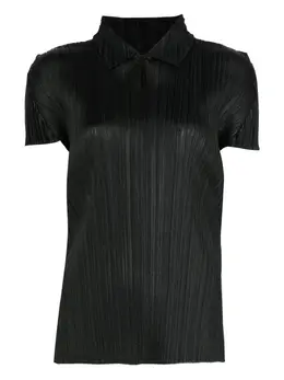 Pleats Please Issey Miyake: Чёрное поло 