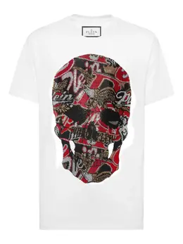 Philipp Plein: Белая футболка  Skull