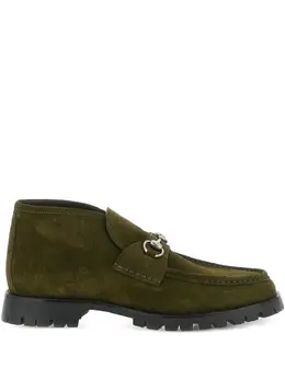 Gucci: Зелёные ботинки  Horsebit