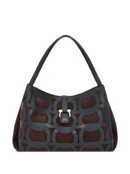 Ferragamo: Тёмная сумка-шоппер  Gancini